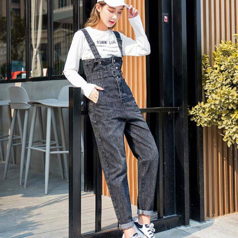 WTEMPO Women's Denim Overalls Loose and Thin Slim Fit Student Cute Summer Bud Pants Fashion High-rise Jeans