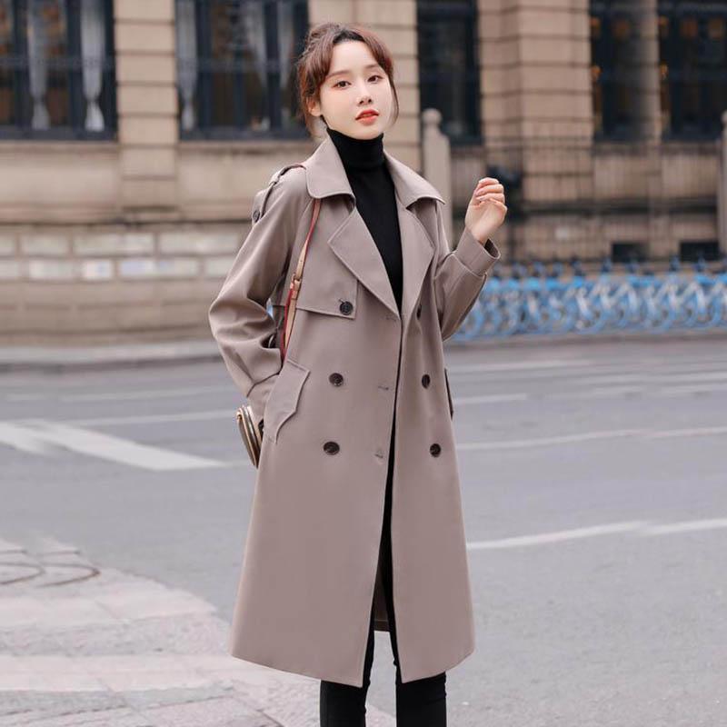 Lining Windbreaker Women's Mid-length Spring and Autumn New Coat All-match Loose Casual Thin Coat