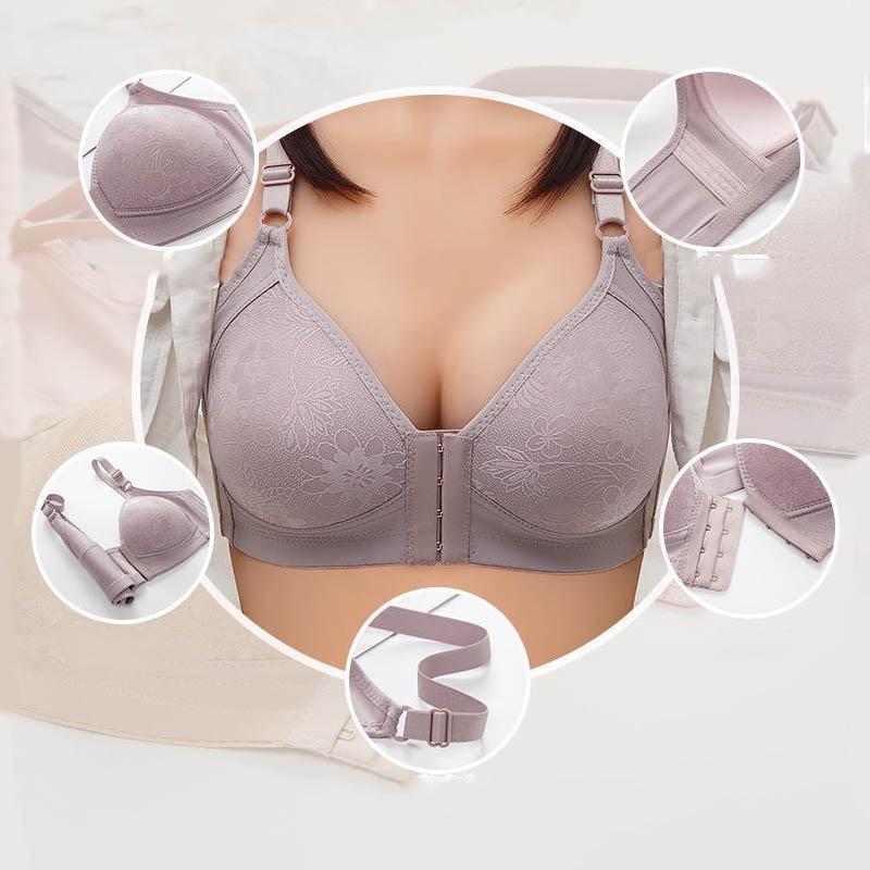 Ladies Front Buckle Bra Large Size Thin Section Breathable No Steel Rings Gather Adjustable Receiving Side Breast Sexy Bra