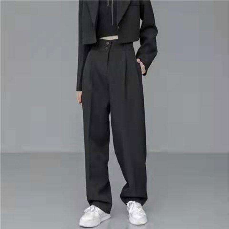 2PCS Women's Suits Spring and Autumn Black Suit Short Jacket Pants Two-piece Loose Handsome Short Suit Suit Ladies Elegant Suit Slimming Suit