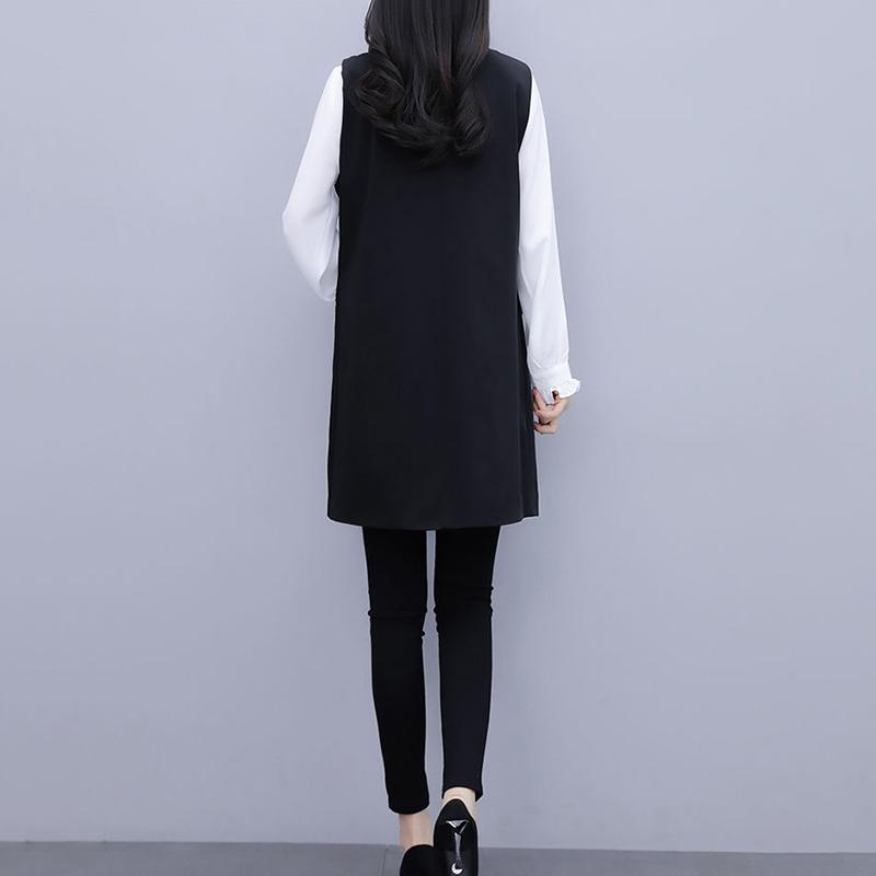 Temperament Black Suit Waistcoat Was Thin Women's Mid-length Sleeveless Jacket Slim Waistcoat Temperament Casual Jacket