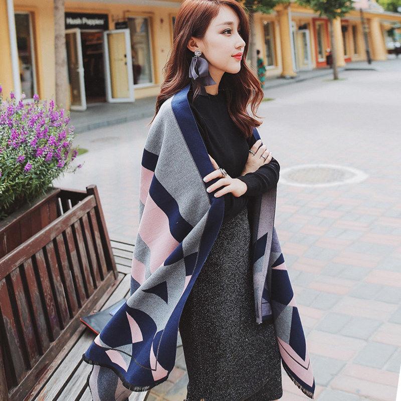 Double-sided Scarf Oversized Cashmere Shawl Dual-use Women's Winter All-match Thickened Air-conditioned Room Warm and Soft Wrap