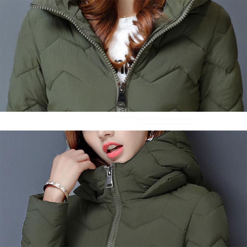 Women's Mid-length Down Jacket Winter Korean Loose Cotton Clothes Casual Hooded Padded Jacket Quilted Jacket