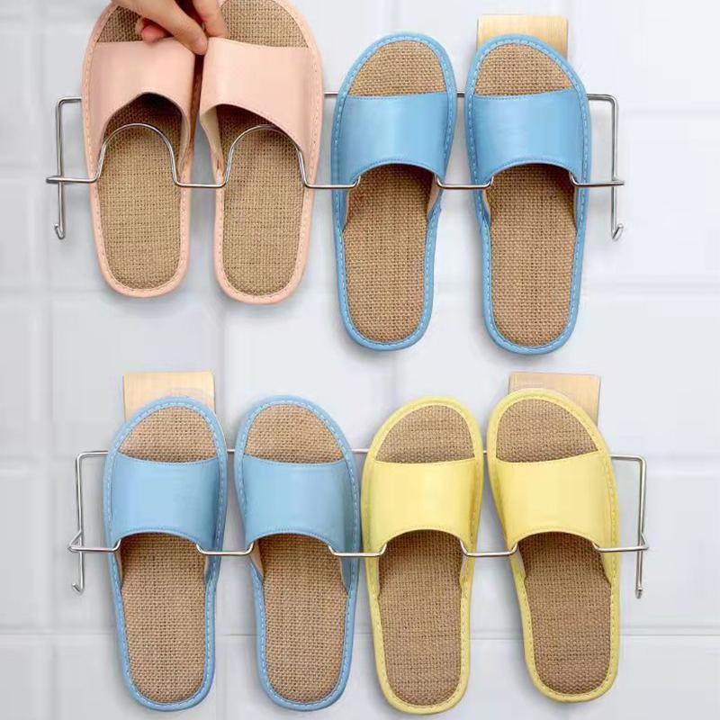 Bathroom Slippers Shelf Toilet Wall Hanging Drain Stainless Steel Free Punching Toilet Rack Hook Storage Shelf Home Organizer Shoe Rack