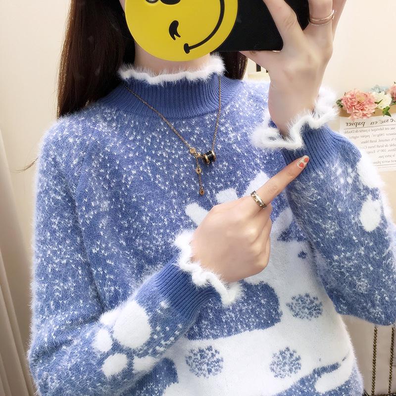 Cashmere Warm Sweater Winter Ladies Sweater Long-sleeved Large Size Sweater Round Neck Sweater