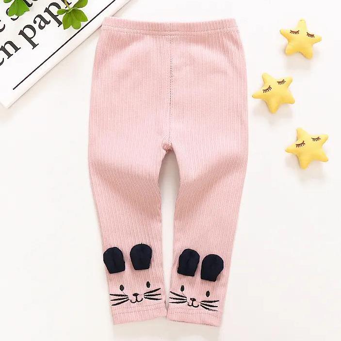 Girls' Leggings Children's Spring and Autumn Thin Ear Cat Korean Cropped Trousers Stretch Pants Baby Outer Wear and Inner Wear