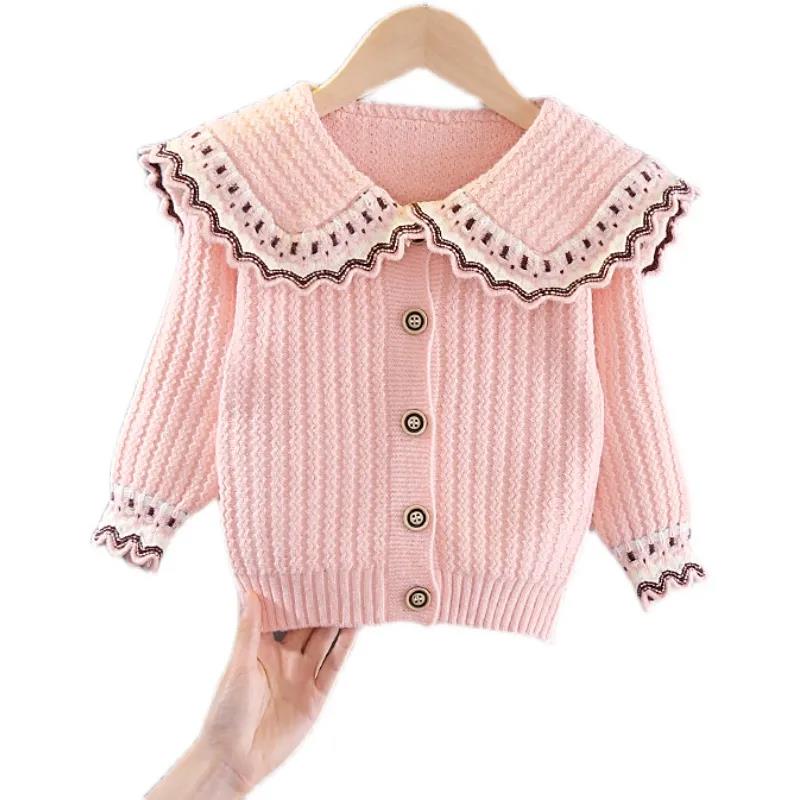 Sweaters Girls' Jacket 2021 Autumn Baby Girl Sweater Knitted Cardigan Spring and Autumn Korean Version