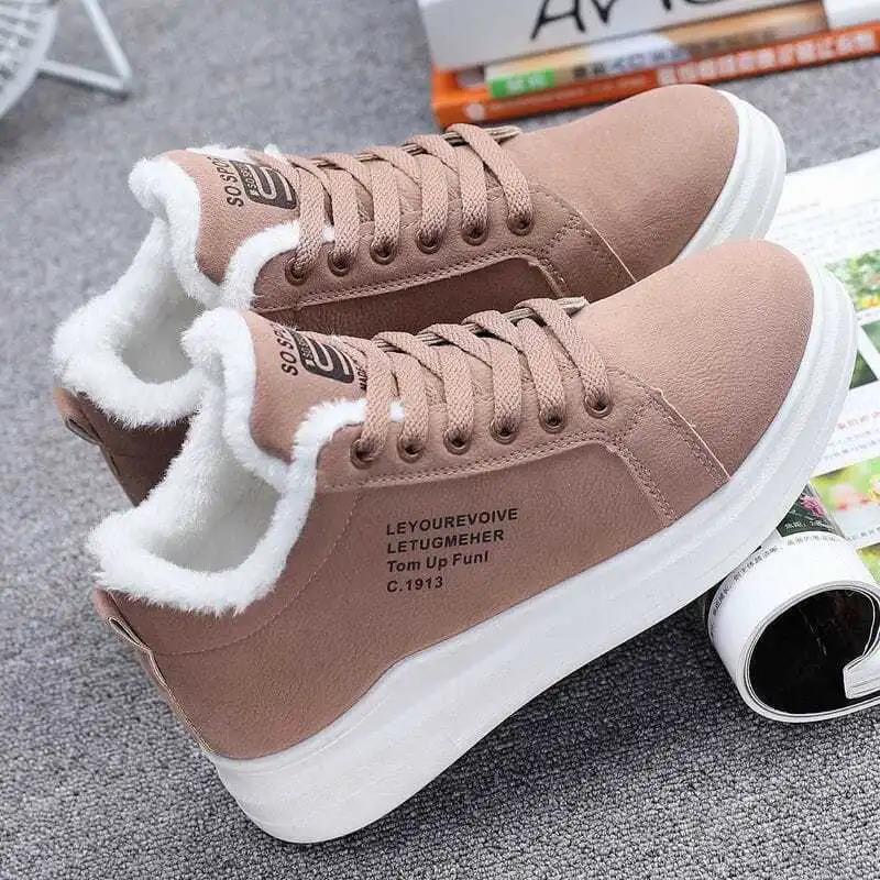 Women Autumn Velvet Plush Sports Shoes Female Winter Plus Size Cotton Shoes Sneakers All-match Warm Flat Shoes