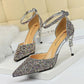 Women's Shoes Crystal Silver High Heels Stiletto All-match Sexy Sequined Princess Shoes Wedding Shoes