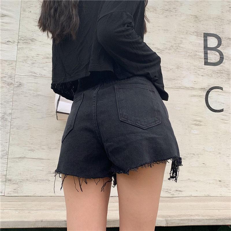 WTEMPO Women Elastic Waist Denim Shorts Loose Wide Leg A-line Thin Office Club Casual Party Dates Vocation