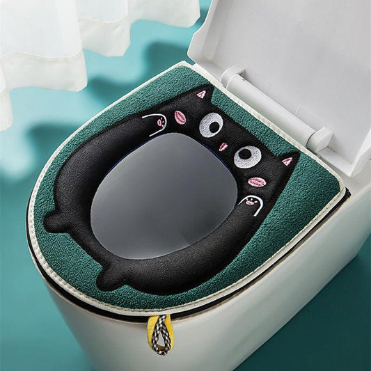 Toilet Four Seasons Universal Pad Washable Cat Toilet Seat Cushion Household Toilet Cover Gasket Solid Color Zipper Type