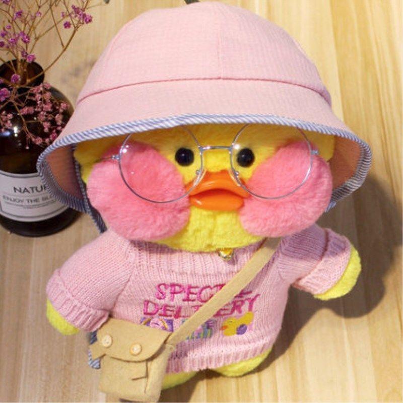 Children's Lovely Little Duck Plush Toys Soft Wear Sweater and Hat Duck Dolls Cute Glasses Shoulder Bag Plush Ducks Doll Kid's Birthday Gifts