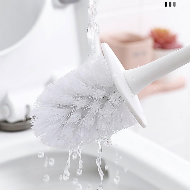 Silicone Toilet Brush Wc Cleaner Toilet Brush with Holder Flat Head Flexible Soft Bristles Brush Bathroom Accessory Gap Cleaning