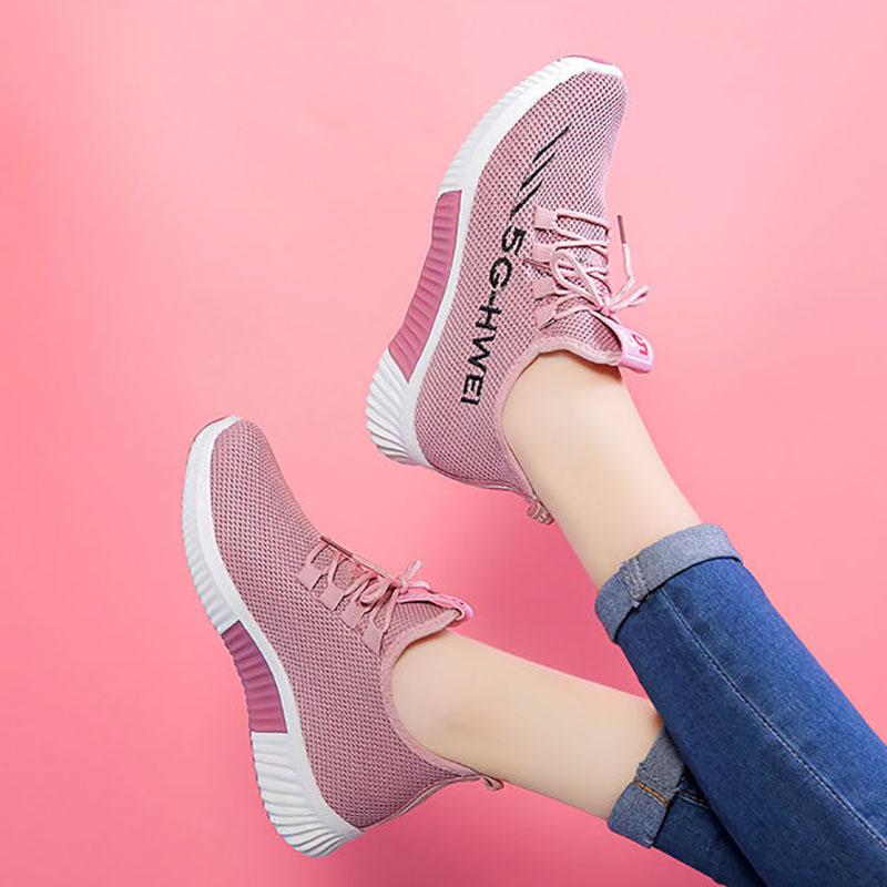 Spring and Autumn Sports Shoes Women's Lightweight All-match Casual Casual Breathable Soft-soled Running Shoes Sneakers