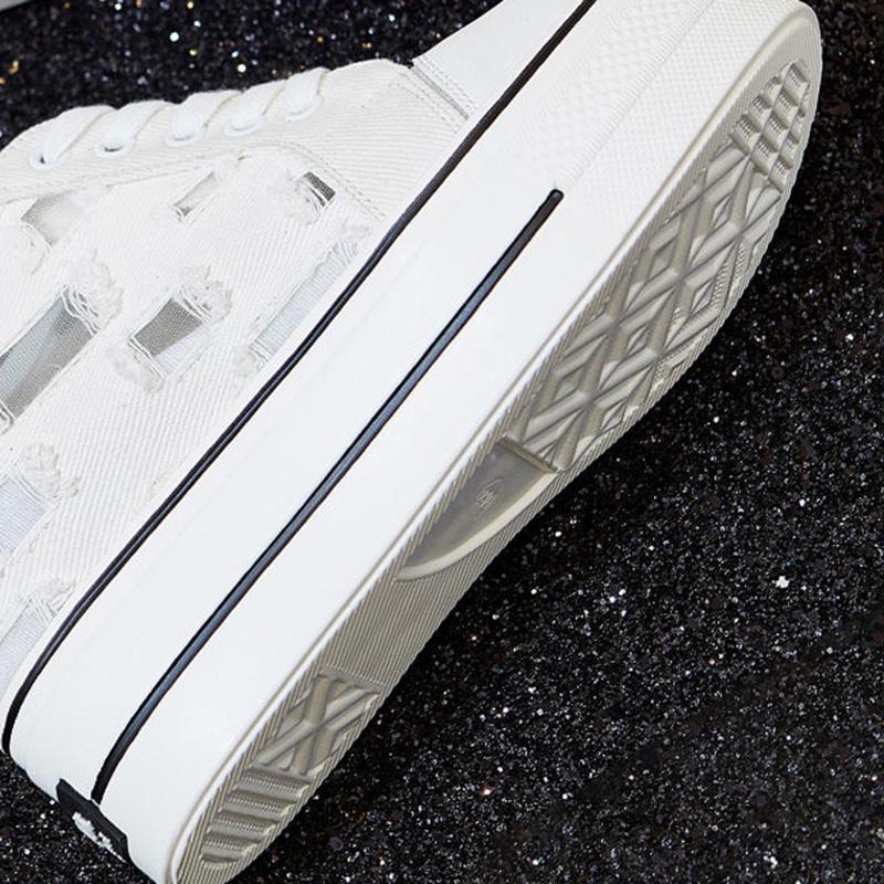 Thick-soled High-top Canvas Shoes Women's Spring Breathable Korean Version of All-match Inner Increase White Shoes