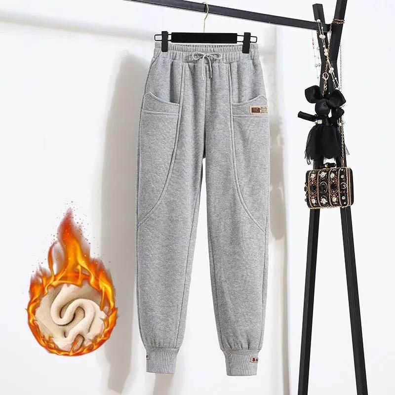 Sweatpants Women's Autumn Winter Silver Fox Velvet Thickened Korean Version of Loose Casual Pants Women's Plus Velvet Warmth Fashion Trend Was Thin