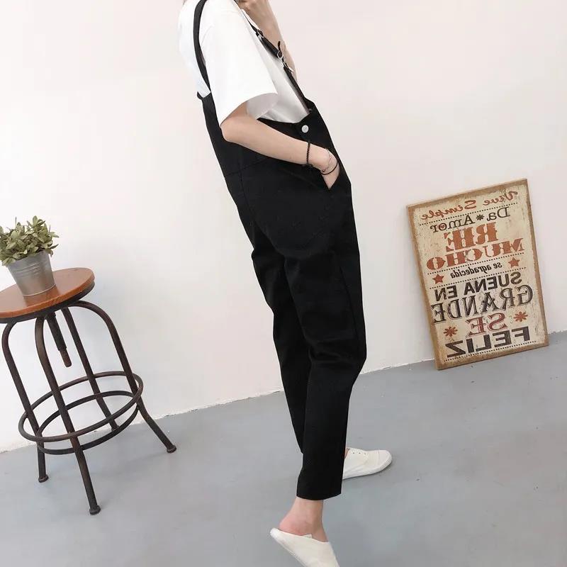 WTEMPO Cute Cat Overalls Girl Student Summer Jumpsuit Woman Jeans Long Romper Pants Pockets Sleeveless Adjusted Overalls Jeans Trousers