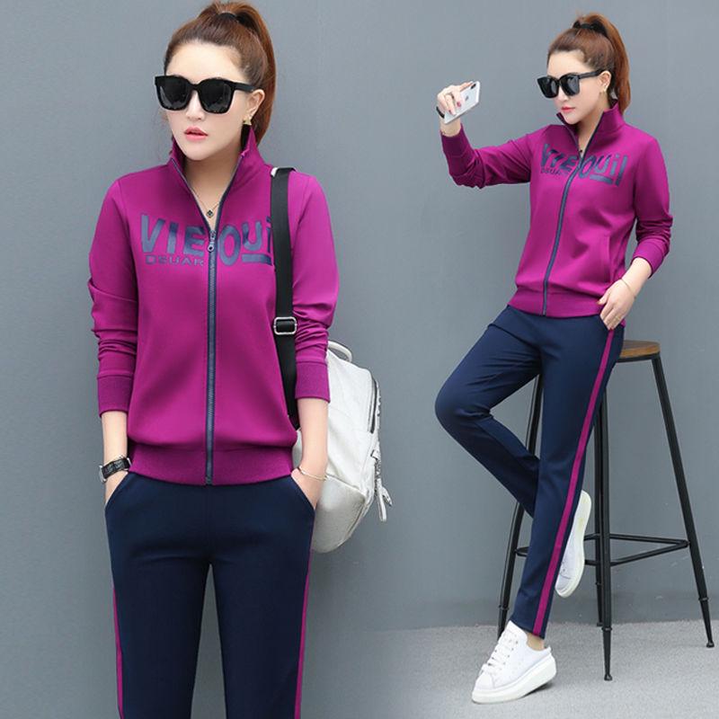 Casual Sweatshirt Set Large Size Spring and Autumn Women's 2pcs set Wild Long Sleeve