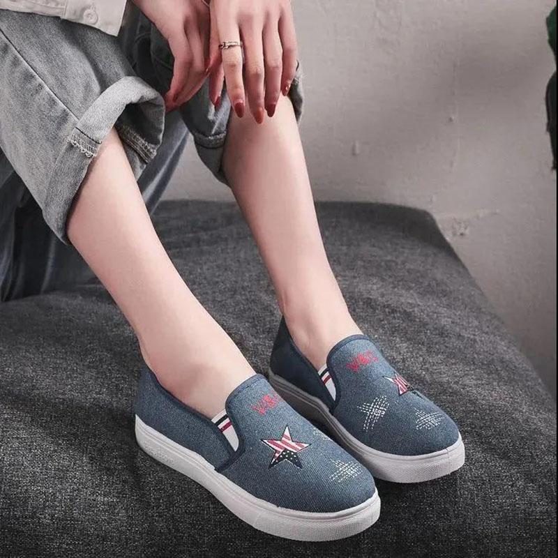 Old Beijing Cloth Shoes Women's One-foot Flat Soft Sole Single Shoes Breathable Canvas Shoes