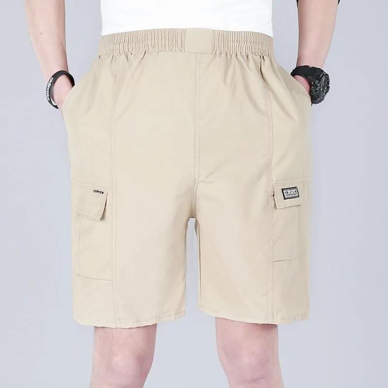 Men's Summer Thin Section Men's Middle-aged Shorts Loose Dad Outfit Five-point Pants Elastic Breathable Middle-aged and Elderly Beach Pants