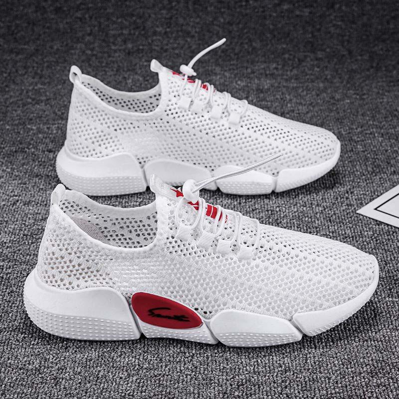 Plus Size 39-44 Summer Men White Mesh Sneakers Breathable Basketball Shoes Women Non-slip Running Shoes Outdoor Travel Shoes