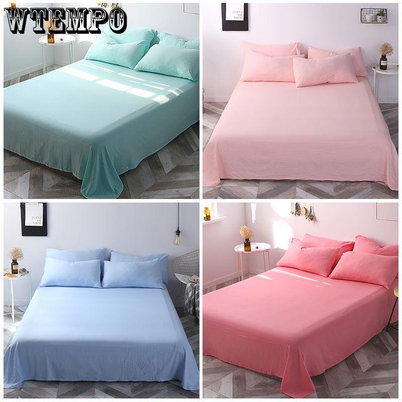 Spring Summer Solid Color Summer Thin Bed Linen Single-piece Washed Cotton Bed Linen Plus Bed Linen Extra Large Family