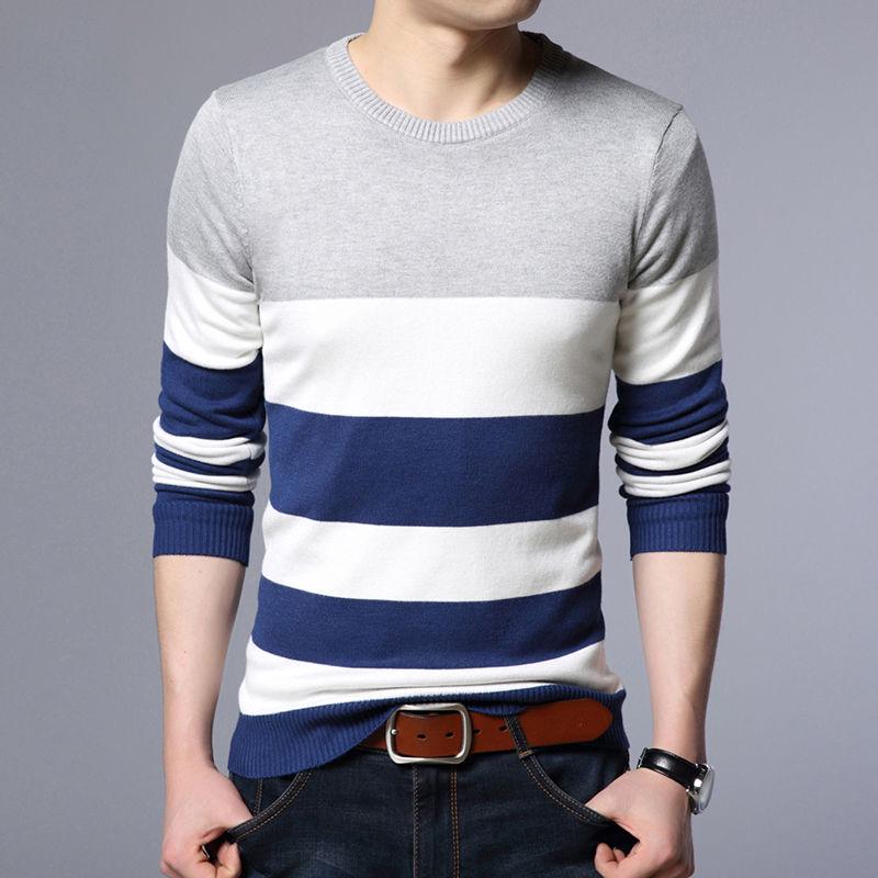 2019 Brand Male Pullover Sweater Men Knitted Striped Sweaters Mens Knitwear Clothes Sueter Hombre