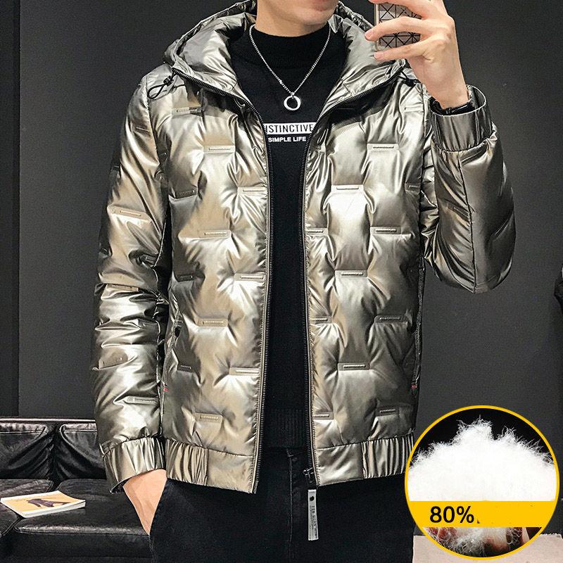 Men's Short Shiny Light Down Jacket Winter Trend Thick Warm Hooded Men's Tide Brand Jacket