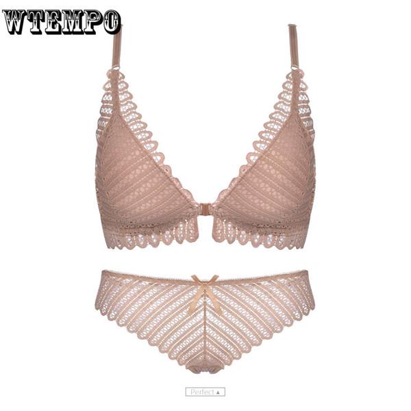 Sexy Y-line Straps 6 Colors Brassiere Fashion Soft Lace Bra and Panty Set Women Bras Front Closure