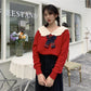 Autumn  Winter Fashion Plaid Bow-knot Long-sleeved Solid Color Pullover Blouse Loose Sweater Casual Women