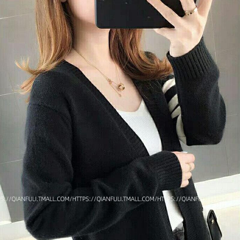 Spring and Autumn Loose Casual Sweater Mid-length Knitted Outer Wear Top Fashion All-match Female Jacket