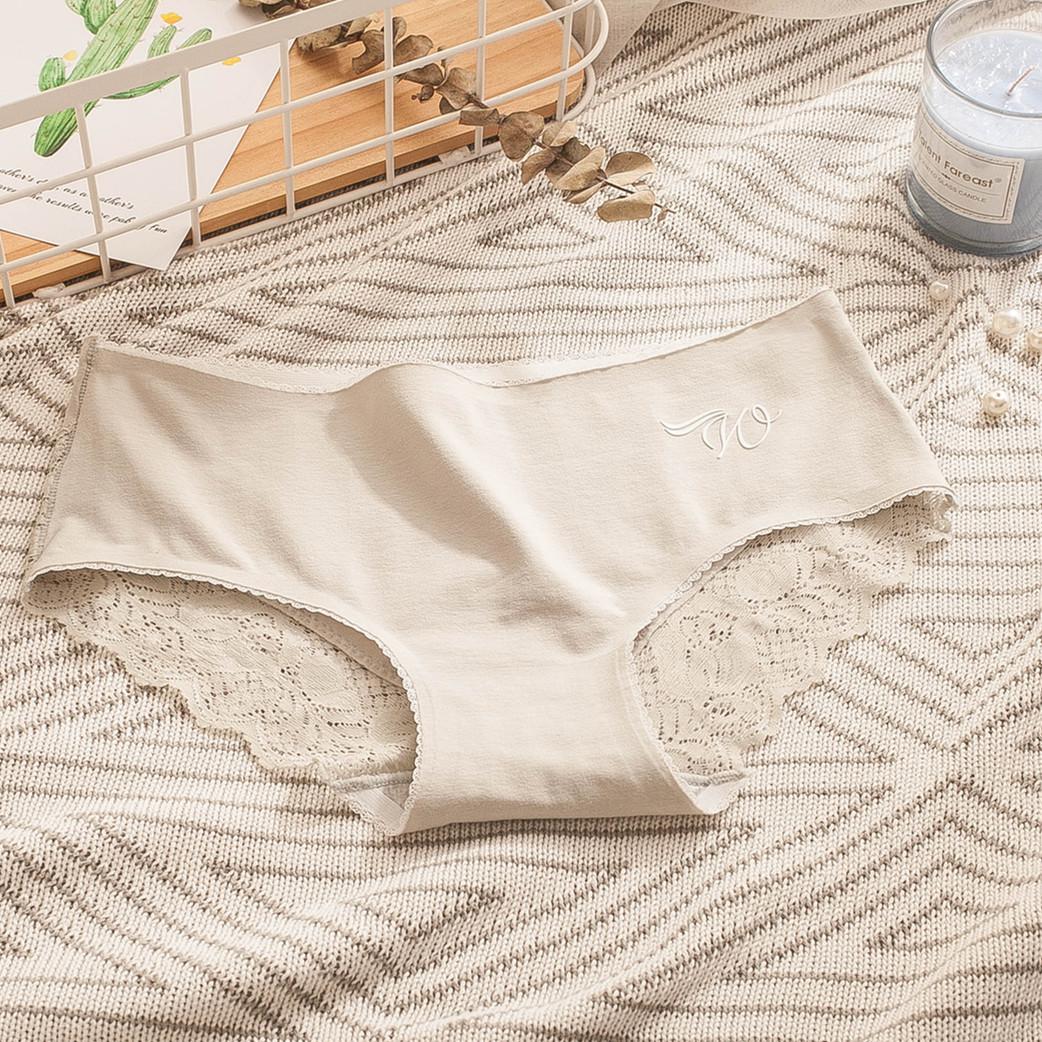 3Pcs/Set Seamless Cotton Lace Panties Women's Lace Breathable Underpants Mid-waist Graphene Crotch Briefs