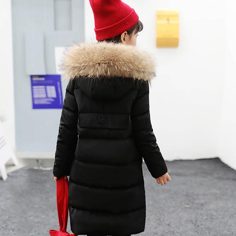 Children's Down Jacket Mid-length Fashion Thick Winter Jacket with Big Fur Collar Hooded Outerwear