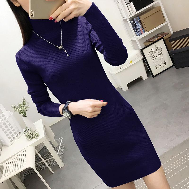 Winter Knitted Women Sweater Dresses Pullovers Long Sleeve Women Slim Warm Sweaters Dresses