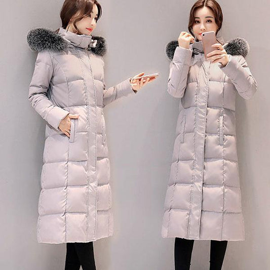 Women's Winter Hooded Cotton Coat Female Solid Color Loose Plus Size Thick Warm Long Down Jacket