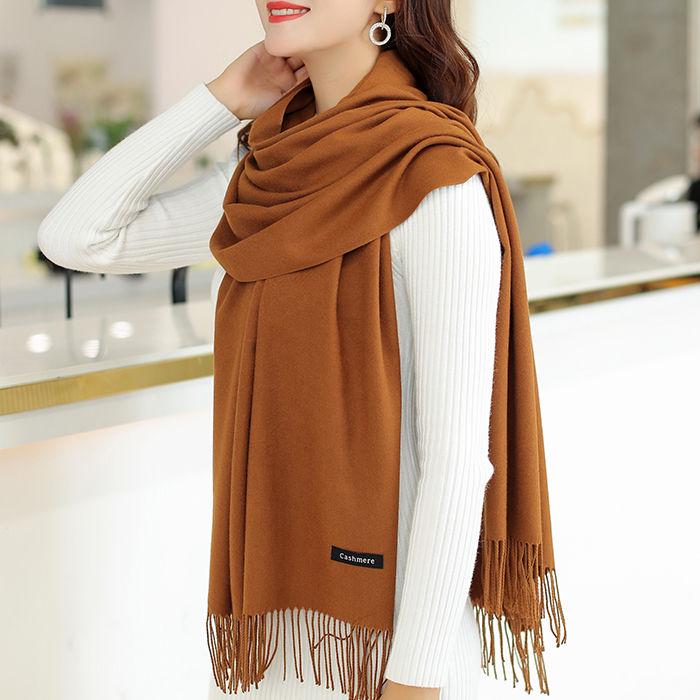 Winter Women Cashmere Solid Scarf Pashmina Shawls And Wraps Female Wool Stoles Head Scarves