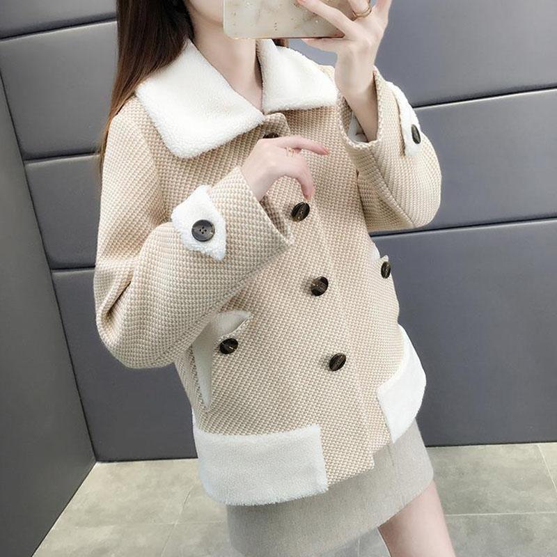 Autumn and Winter Women's Short Woolen Coat Loose and Thin Thick Ferret Coat