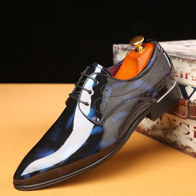 Pair of Shoes Business Leather Casual Comfortable Flat Men Pointed Toe Wedding Dress Shoes