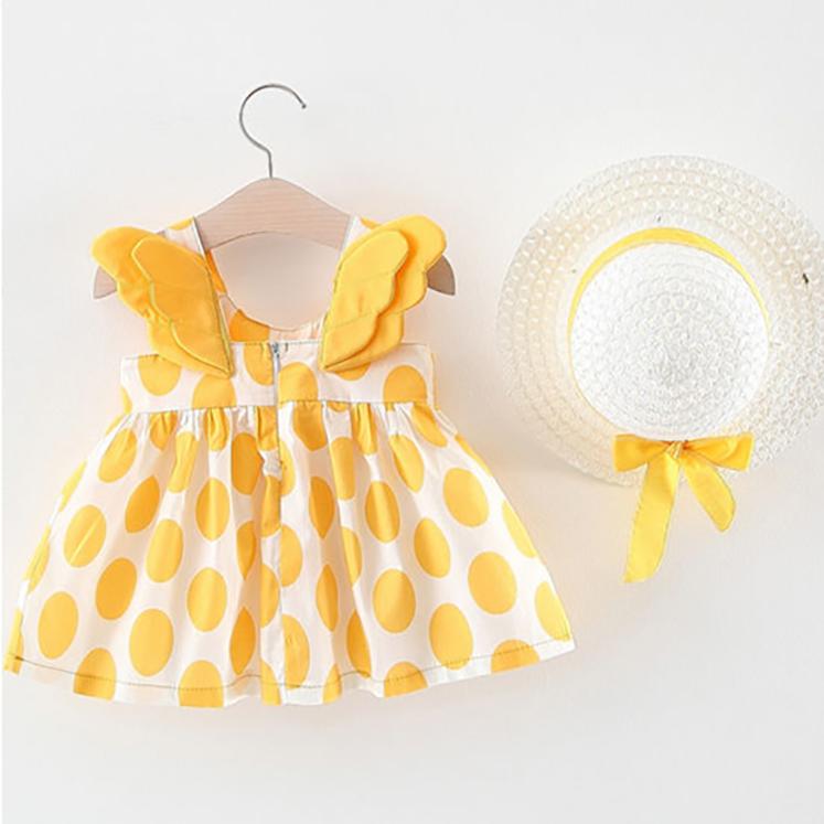 Children Dress Spring Summer Sling Kids Clothing  Baby Girls Clothing Polka Printing Dot Wings Dress Sleeveless A-line Dress Girl