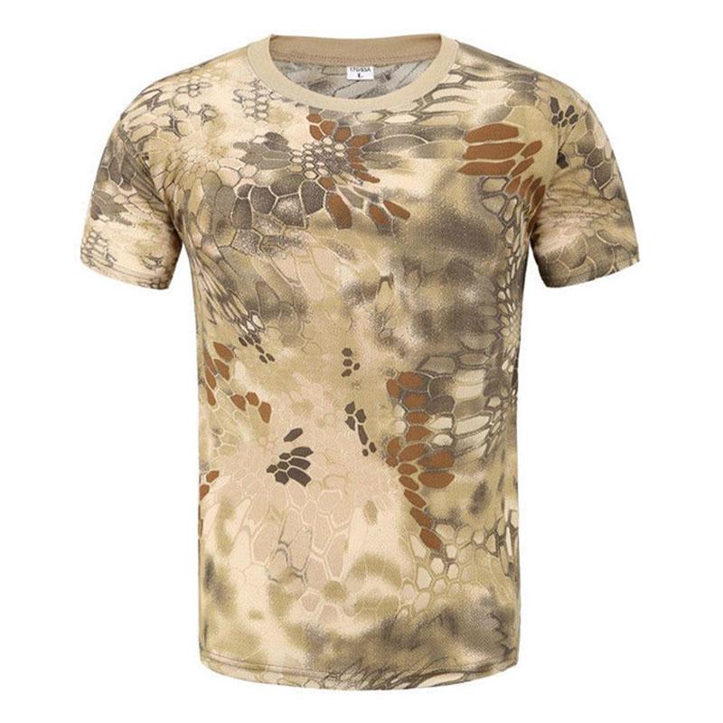 Camouflage Shirt Snakeskin Print T-shirt Summer Army Off Road Clothing Outdoor Sports Tees Half Sleeve Casual Pullover