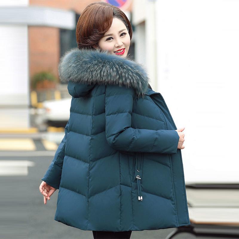 Women's Mid-length Down Jacket Winter Korean Loose Cotton Clothes Casual Hooded Padded Jacket Quilted Jacket