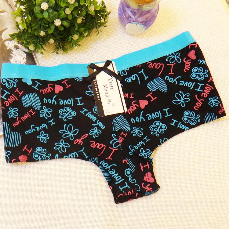 6 Pcs Woman Underwear Print Boyshort Sexy Briefs Cute Girls Panties Ladies Cotton Knickers