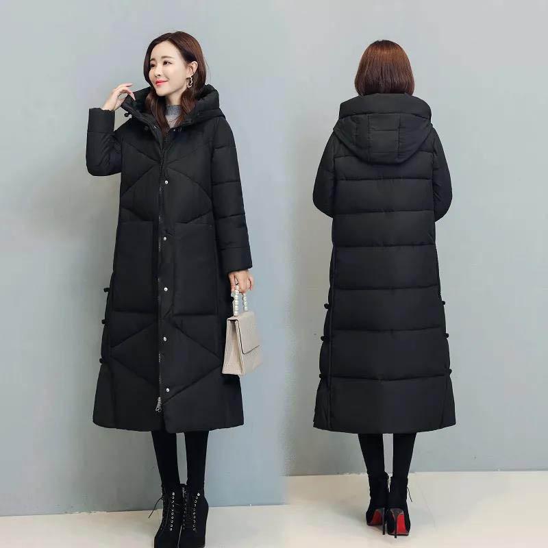 Retro Padded Down Padded Jacket Women's Winter Ethnic Style Loose Long Over-the-knee Jacket