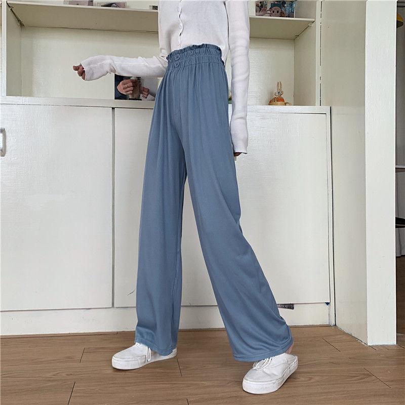 WTEMPO Women's High Waist Casual Pants Super Long Elastic Waist Straight Loose Casual Daily