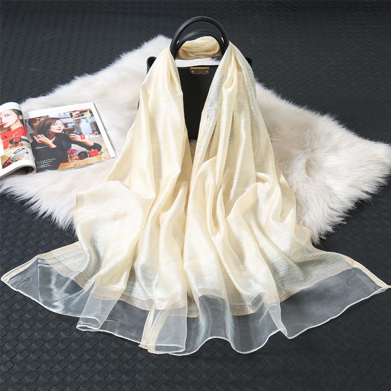 Silk Scarf Womens Summer Breeze Lightweight Sheer Wrap Organza Gauze Scarf