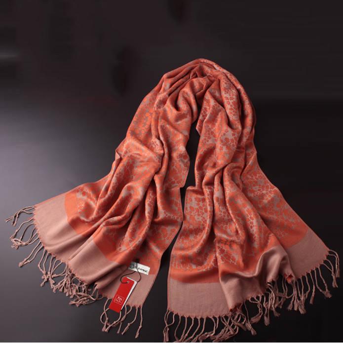 Women Scarf Fashion Warm Winter Jacquard Scarf Faux Cashmere Scarf Plaid Thick Shawls and Scarves