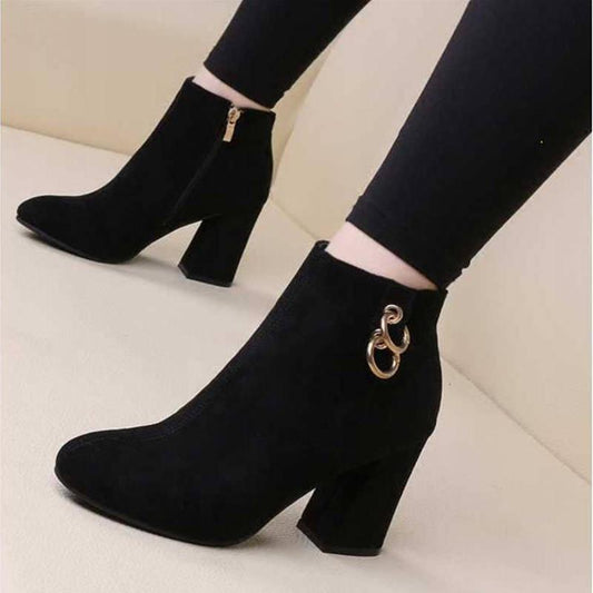 Autumn Winter Suede Casual Chelsea Boots Women's Fashion Ankle Boots Winter Plush Warm Women's Boots