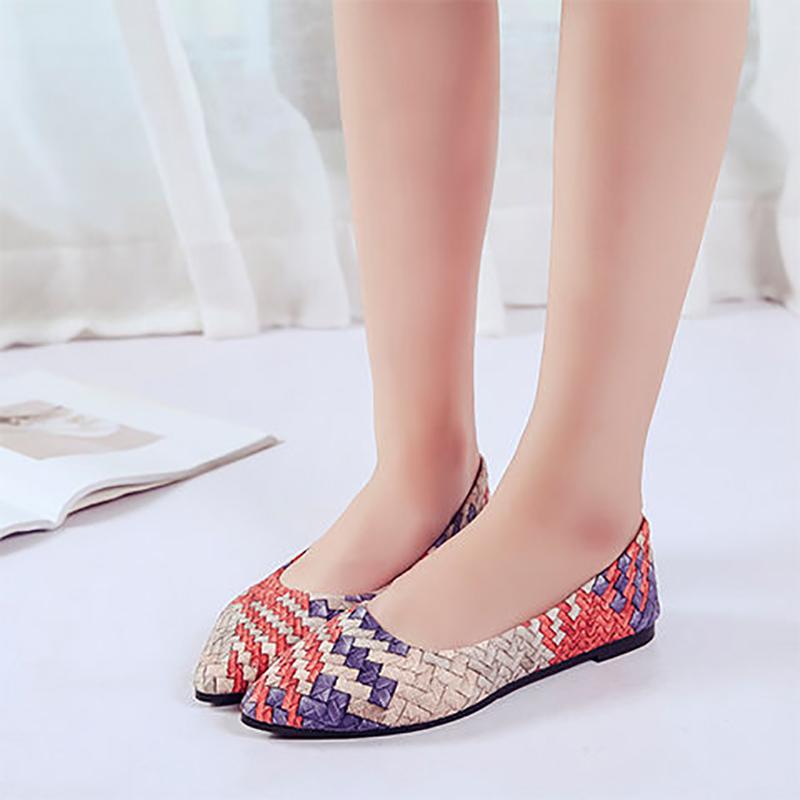 Shallow Shoes Women's Pointed Toe Flat Shoes Fashion Color Matching All-match Four Seasons Shoes Flat Heel Non-slip Shoes