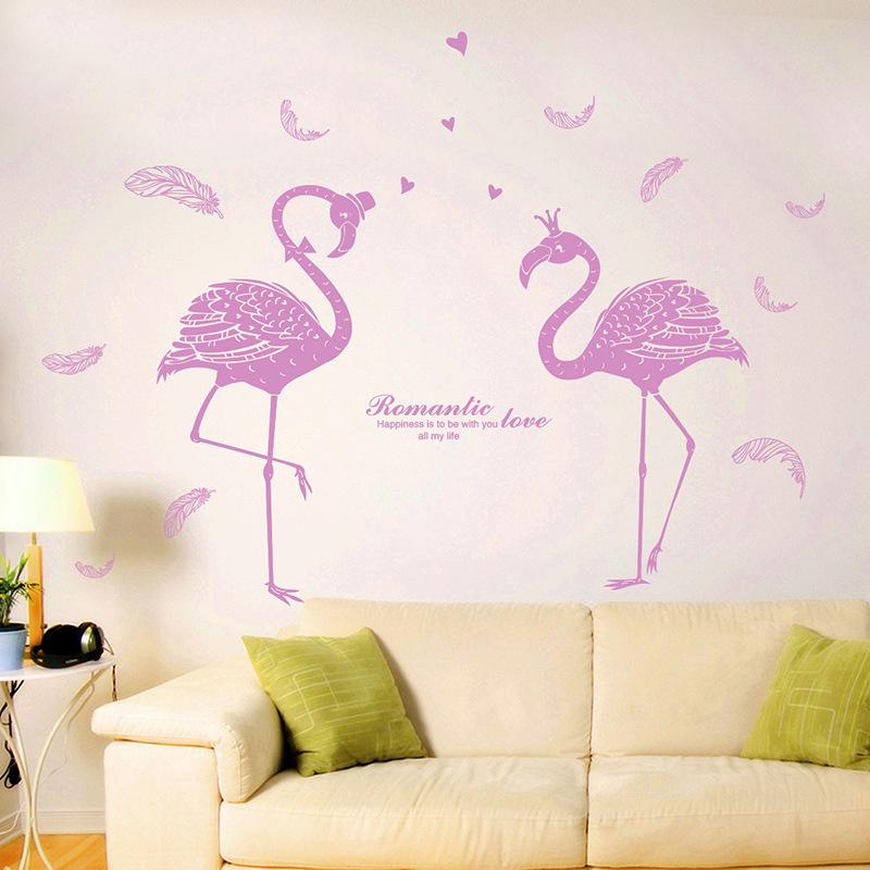 New warm bedroom living room couple flamingo porch wall decoration removable pvc wall stickers