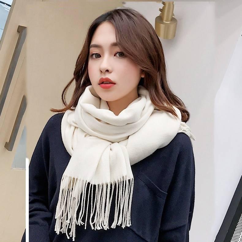 Cashmere Scarf Women Thick Warm Shawls Wraps Lady Solid Scarves Fashion Tassels Pashmina Blanket